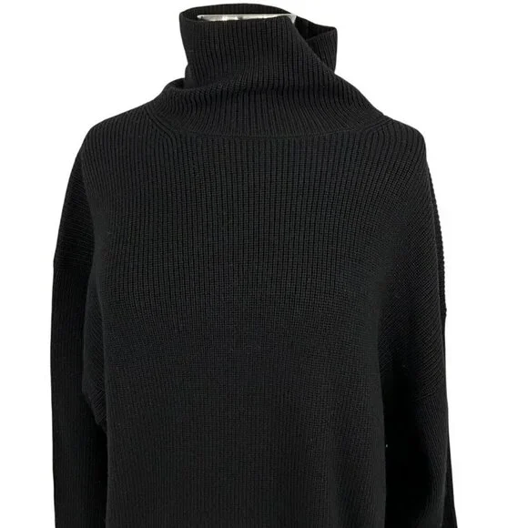 NWT Babaton S Maclean Sweater Dress Black 100% Merino Knit Turtleneck Pullover - Picture 2 of 10